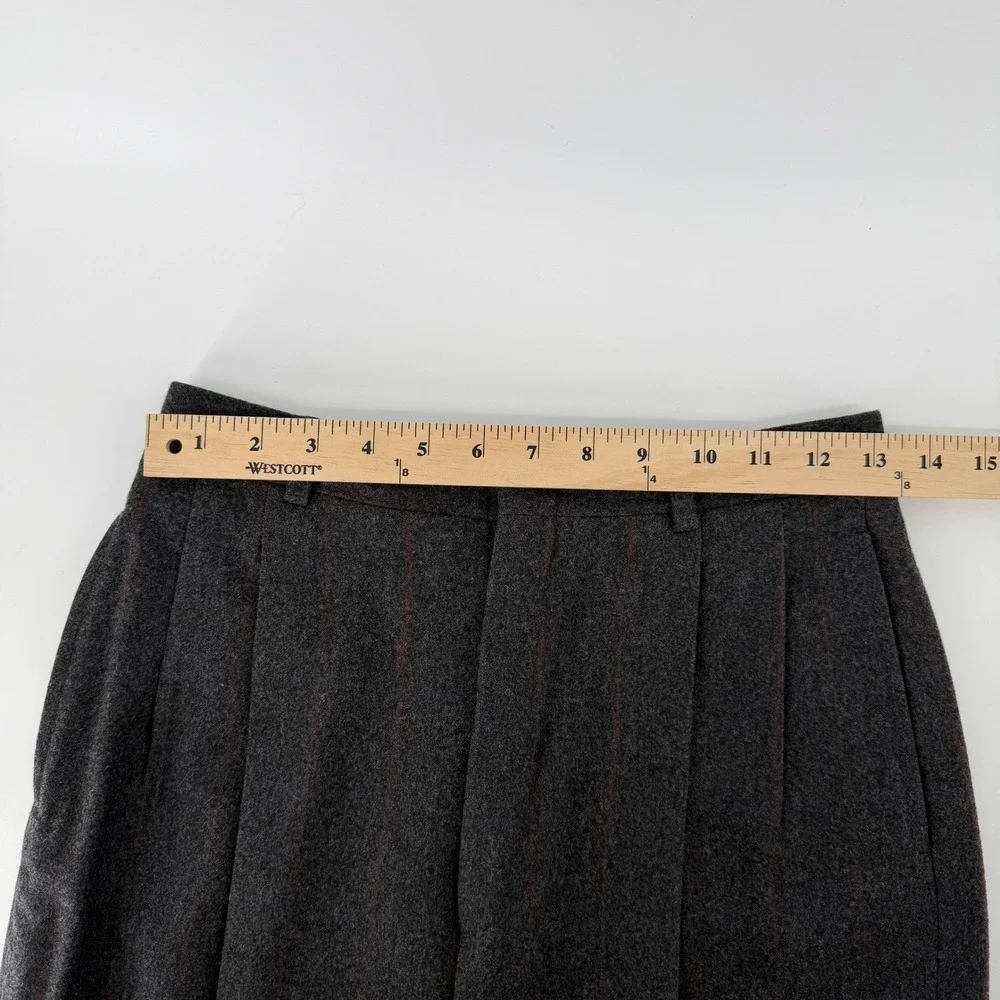 Barry Bricken Trousers 27x30 Charcoal Gray Virgin Wool Pleated Pinstripe Pants